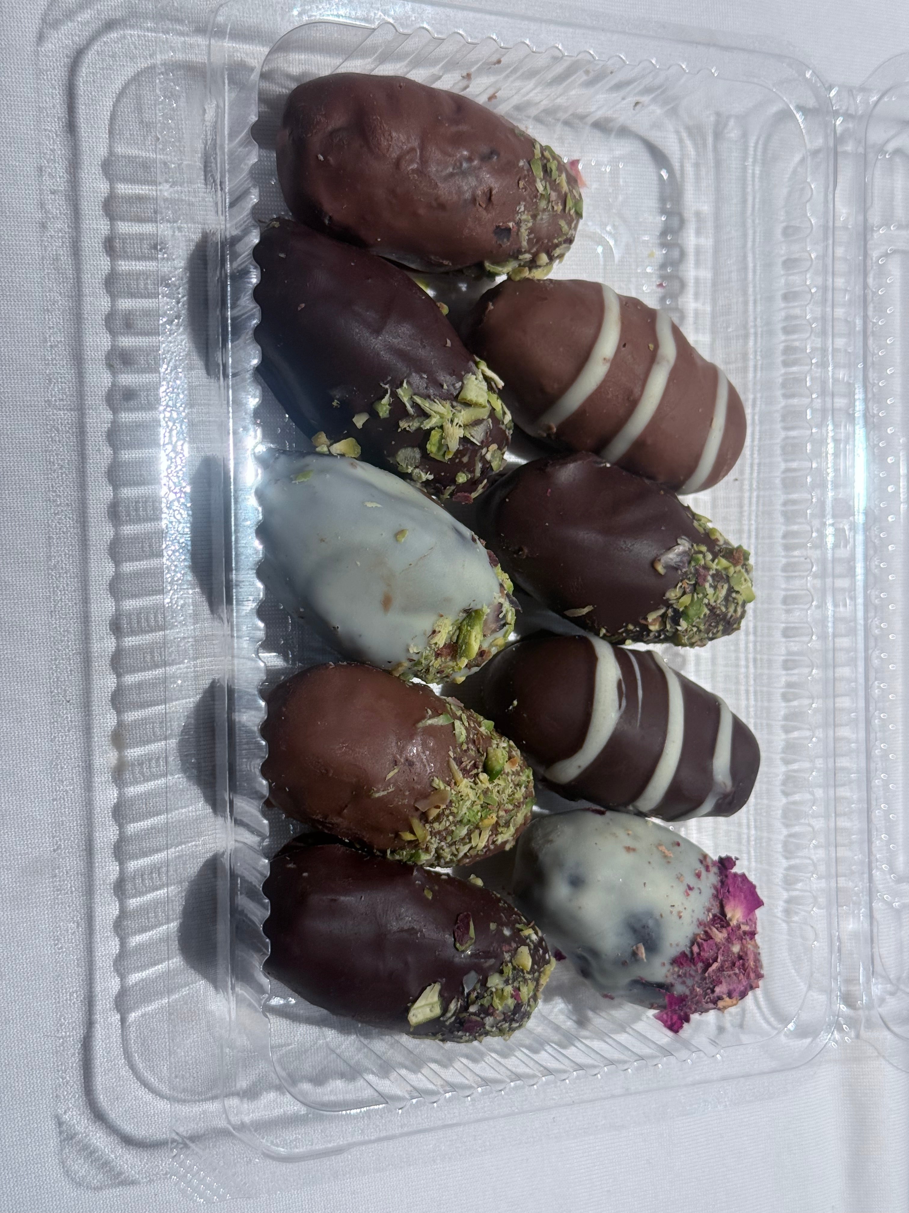 Dates with Almonds coated in Chocolate