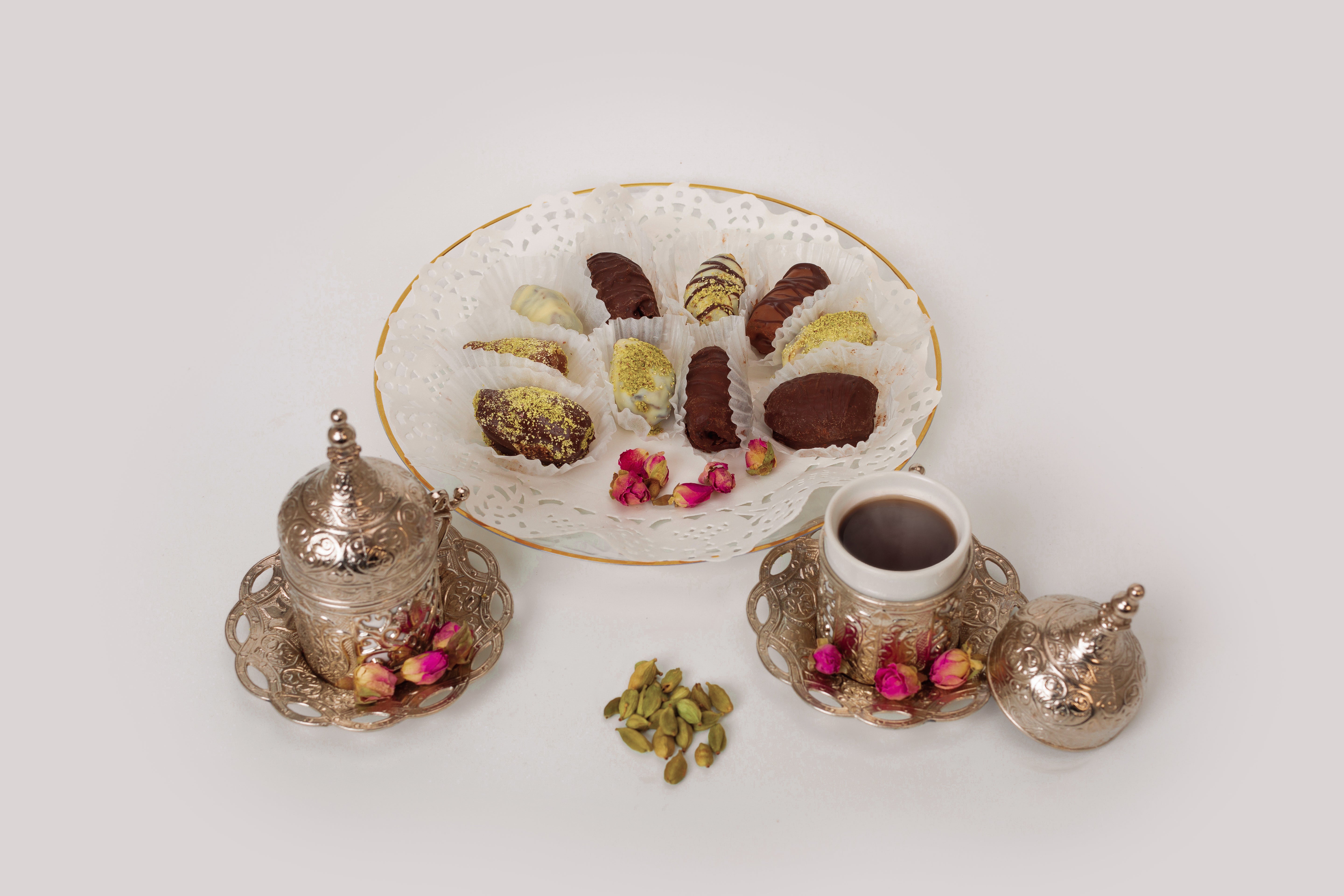 Dates with Almonds coated in Chocolate