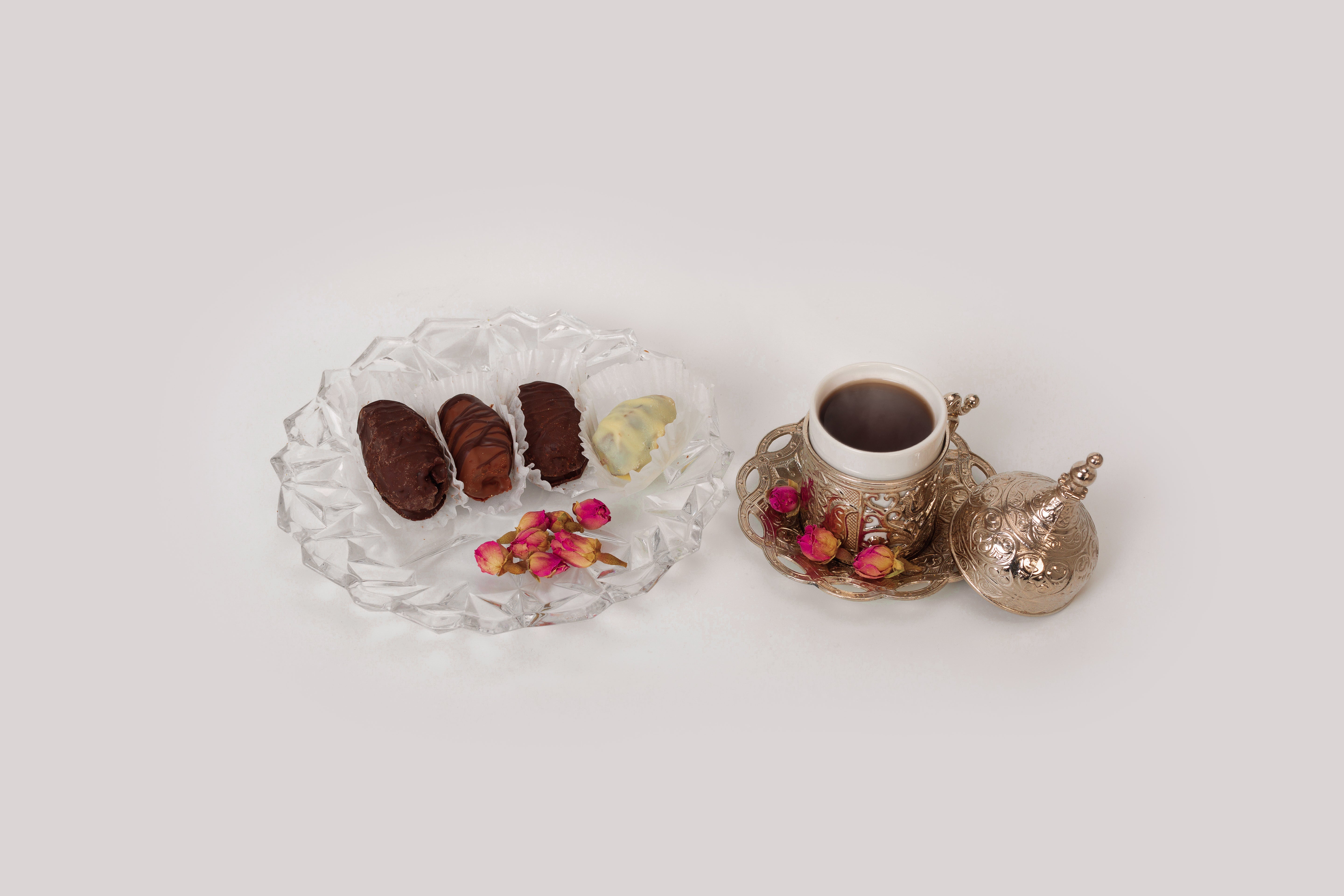 Dates with Almonds coated in Chocolate